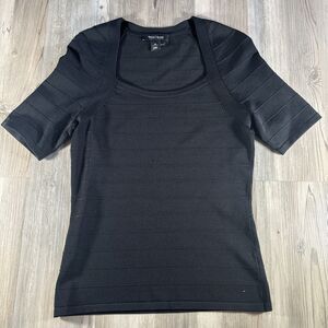 White House Black Market Bandage  Slimming Top Black Square Neck Size Small
